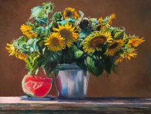 Картина " Подсолнухи и арбуз "