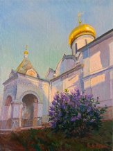 Картина " Сирень у храма, Звенигород "